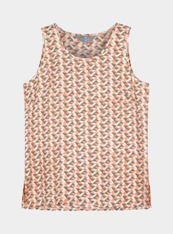 Mulberry Silk Top - Coral/Grey