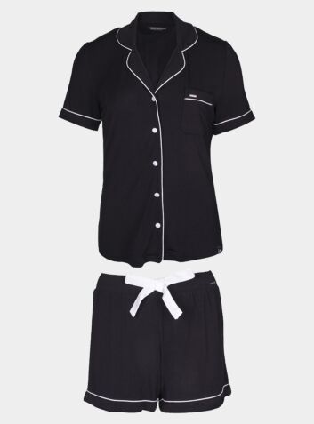 Women's Bamboo Pyjama Short Set - Black