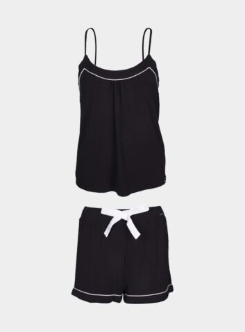 Women's Bamboo Cami Pyjama Short Set - Black