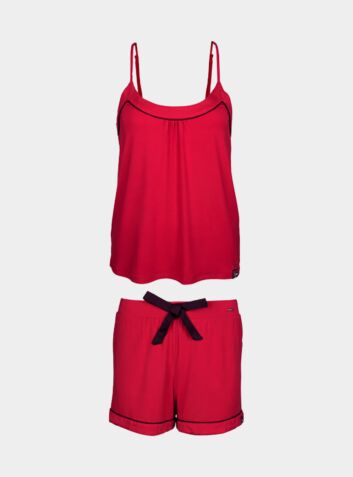 Women's Bamboo Cami Pyjama Short Set - Scarlet