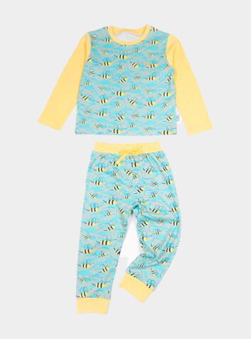 Boys Organic Cotton Jersey Pyjama Trouser Set - Busy Bees