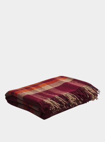 Berry Check Cabin Wool Blanket