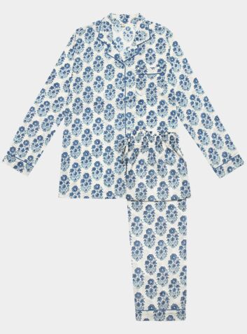 Women's Cotton Pyjama Trouser Set -  Blue Booti