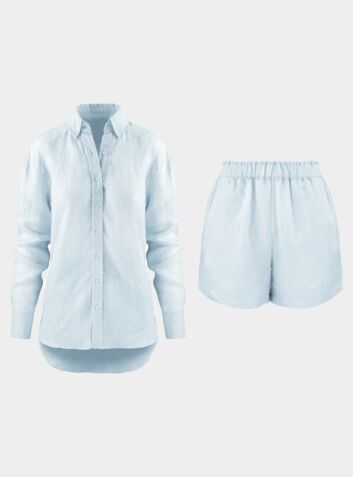 Delicate Blue Loungewear Linen Short - Set/Separate