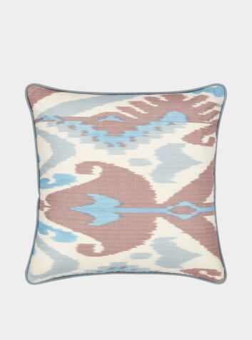 Duck Feather Square Cushion - Blue & Terracotta