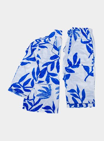 Blue Palm Tree Organic Cotton Pyjamas