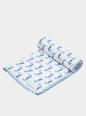 Muslin Blanket - Blue Sea Horse
