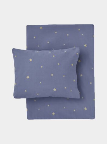 Organic Cotton Bed Linen Set - Starry Sky Indigo / Gold