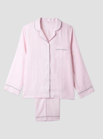 Linen Pyjama Trouser Set - Blush Pink