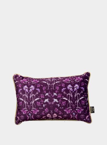 Botanical Purple Velvet Oblong Cushion