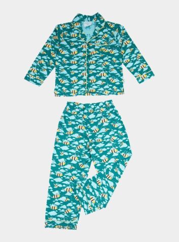 Boys Button-Up Pyjamas in Organic Cotton - Busy Bees