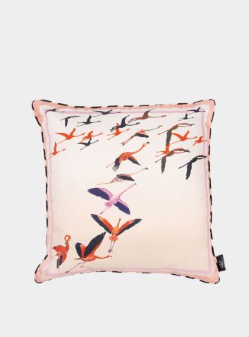 Flamingo Peach Silk Cushion