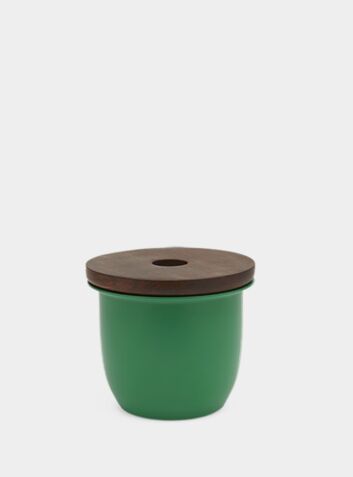 C3 | Small Container - Aluminium with Wood Lid - Green