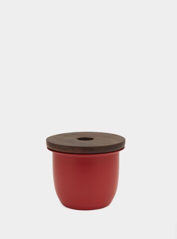 C3 | Small Container - Aluminium with Wood Lid - Red