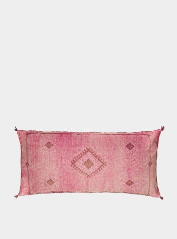 Large Rose Pink Cactus Silk Lumbar Cushion | Markunda