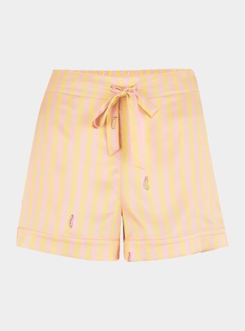Women’s Silk Pyjama Short - Rosie Lemonade Stripe