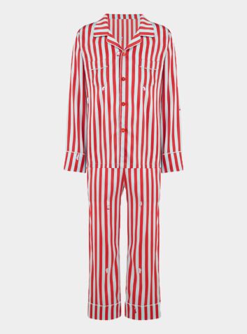 Boy’s Silk Pyjama Trouser Set - Teddy Ladybird Caterpillar Stripe