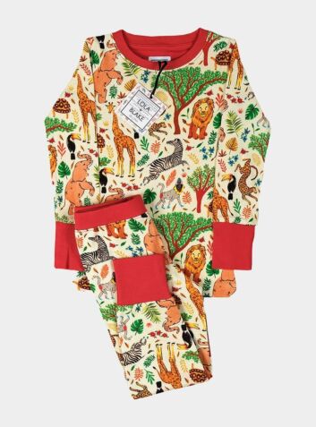 Children's Cotton Jersey Pyjamas - Safari