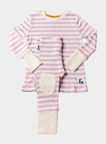 Organic Cotton Lounge Pyjama Trouser Set - Pink Stripe