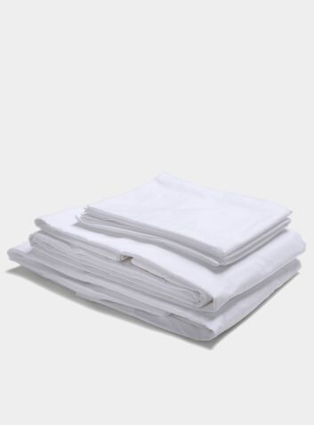 300 Thread Count Egyptian Cotton Percale Bed Set - White