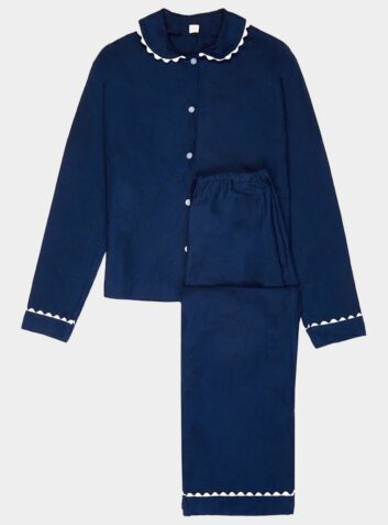 Cotton Poplin Pyjama Trouser Set - Navy