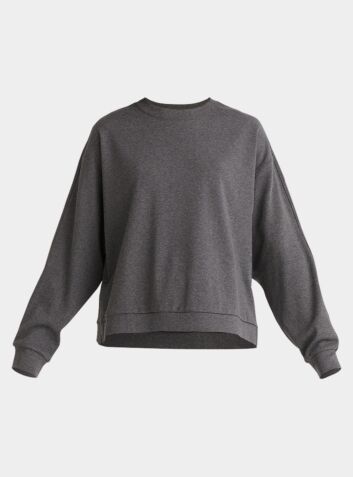 Cotton Crew Neck Sweatshirt - Dark Grey
