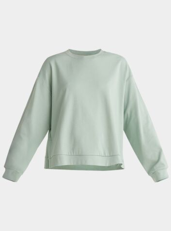 Cotton Crew Neck Sweatshirt - Light Green