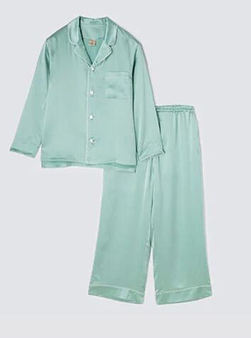 Classic Japanese Style Silk Pyjama Set - Mint