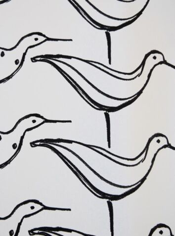 Ducks in a Row Wallpaper - White Background & Black Ducks