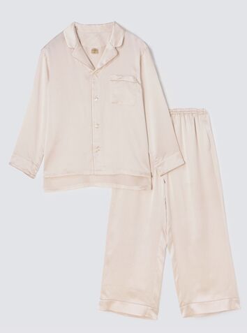 Classic Japanese Style Silk Pyjama Set - White