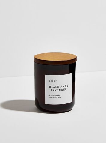 Soy Wax Candle - Black Amber + Lavender, 300ml