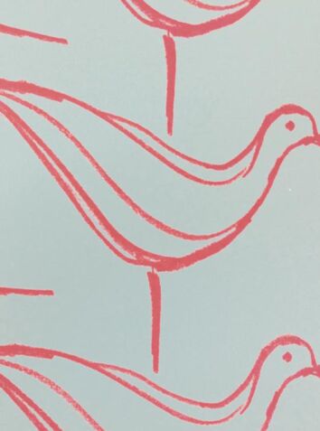 Ducks in a Row Wallpaper - Soft Aqua And Raspberry