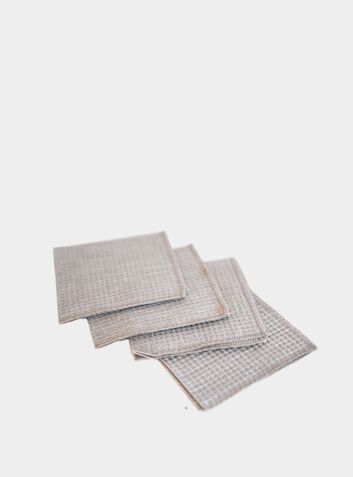 Set of 4 Waffle Linen Face Cloths for Face Cleaning - Grey