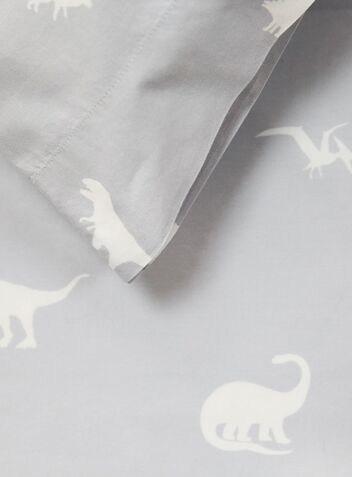 Cotton Bed Set - Grey Dinosaurs