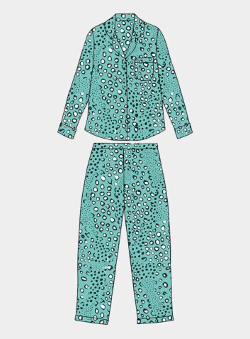 Women's Organic Cotton Pyjama Trouser Set - Dots on Green