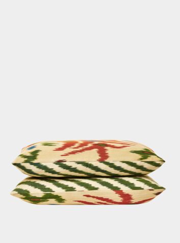 Double Sided Heritage Style Ikat Cushion - Red Tulip
