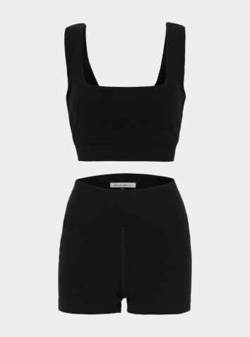 Eden Ribbed Organic Cotton Short Set - Black