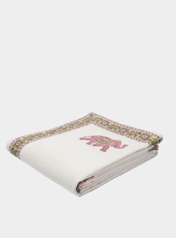Pink Elephants Handmade Block Print Duvet Cover Set
