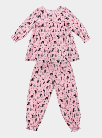 Children's Cotton Pyjama Trouser Set - Crazy Cat