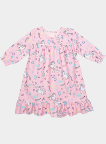 Children's Cotton Long Sleeved Nightdress - Pink Magical Pony