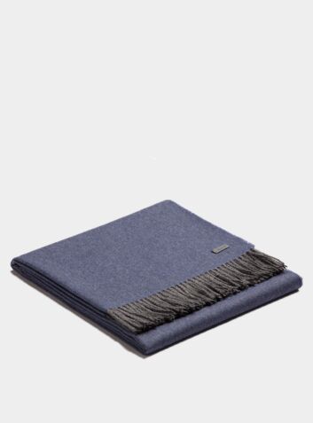 Plaid Exclusive Fishbone Blanket - Blue-Gray