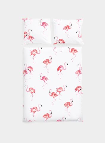 Cotton Sateen Duvet Set - Flamingos