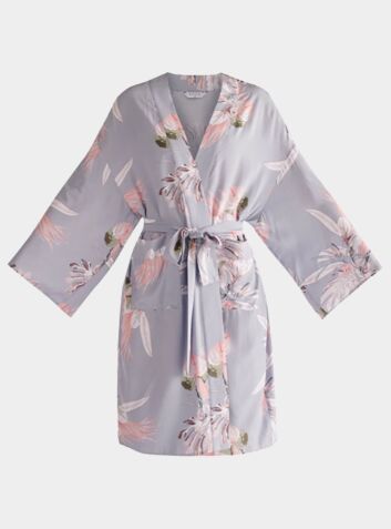 Floral Kimono Robe - Light Blue