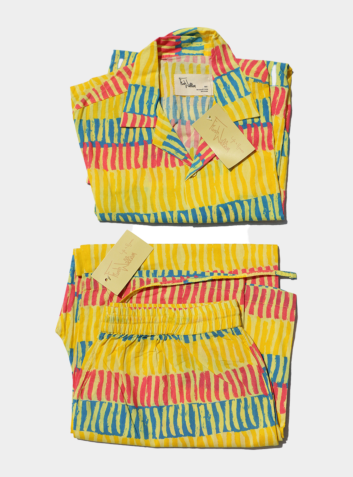 Unisex Organic Cotton Pyjama Trouser Set - Can Noodle (Yellow)