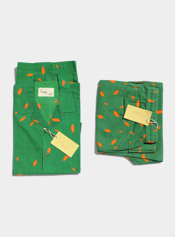 Unisex Organic Cotton Pyjama Trouser Set - Can Petal (Green)