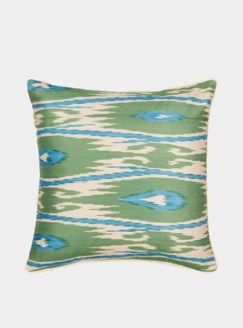 Duck Feather Square Cushion - Green & Blue