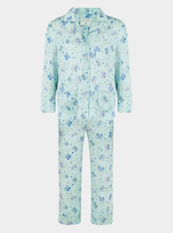Girls Silk Pyjama Trouser Set - Amelie Glacier Butterfly