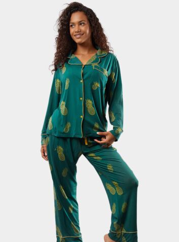 Women’s Bamboo Pyjama Trouser Set - Golden Pineapple II