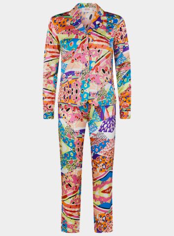 Women's Silk Pyjama Trouser Set - Harlequin