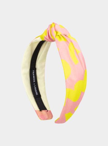 Cotton Satin Twist Headband - Love Pink & Yellow